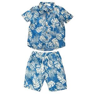 H&M Boys Blue & White Tropical Print Shorts Set(2-3yrs)